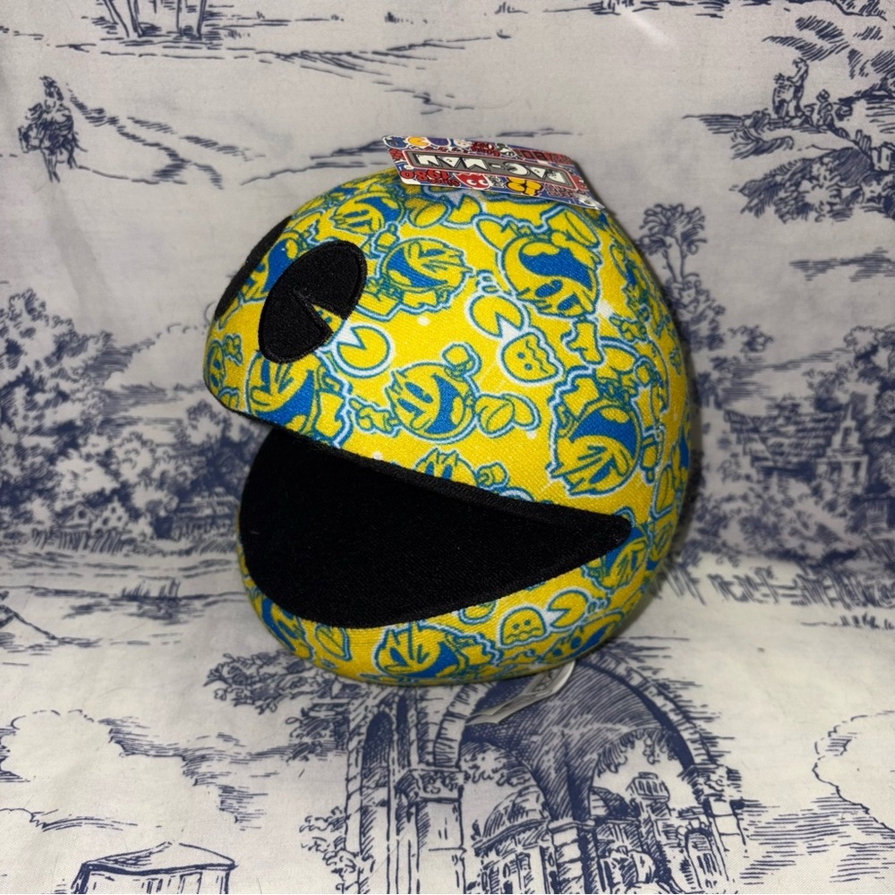 OFFICIAL NAMCO PACMAN PAC MAN YELLOW PATTERNED PLUSH 6.5" GAMING New NWT Namco